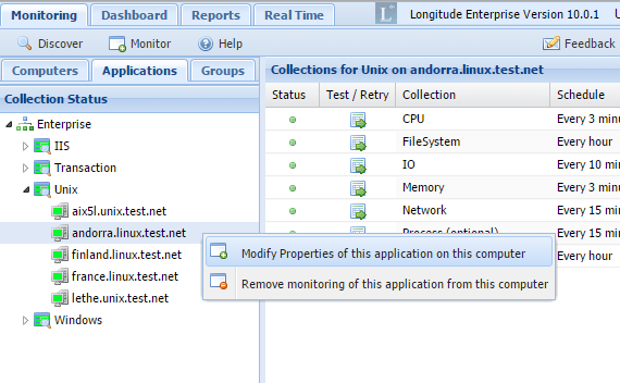 Modify properties by application tab