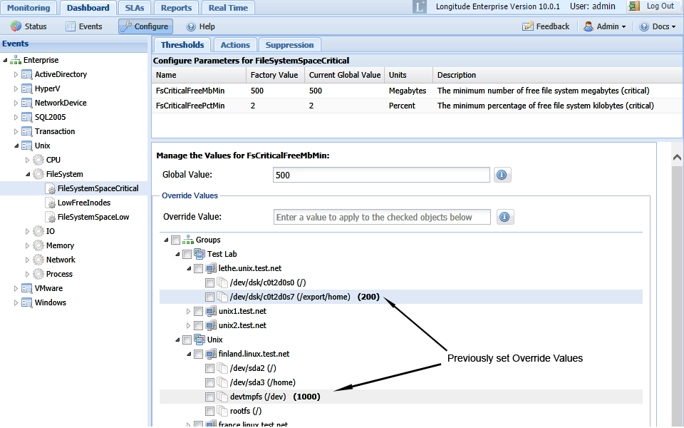 Configure Thresholds