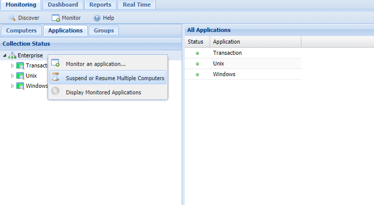 suspend monitoring for multiple computers